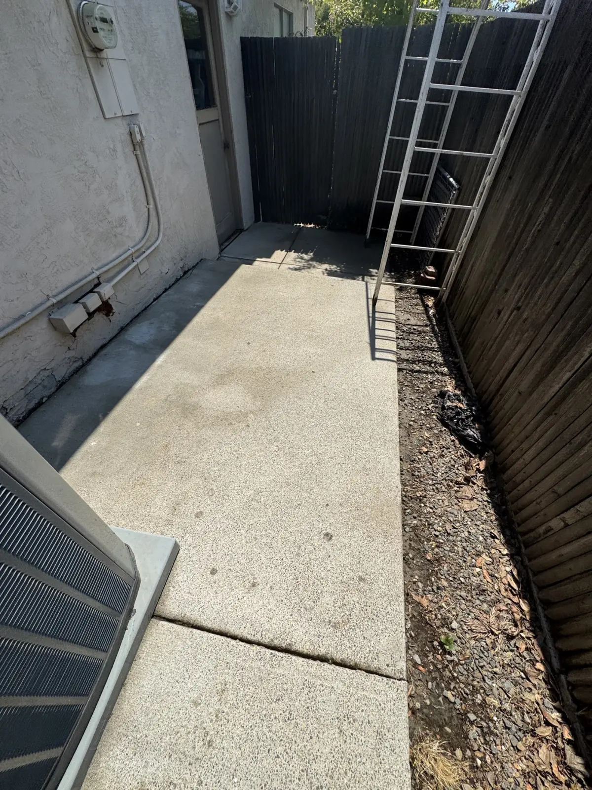 Side yard after cleanup and washing